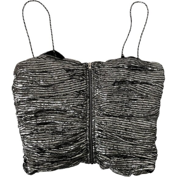 Isabel Marant Tresha Silver Metallic Bow Top Size 2 Bustier Cocktail - Picture 7 of 15